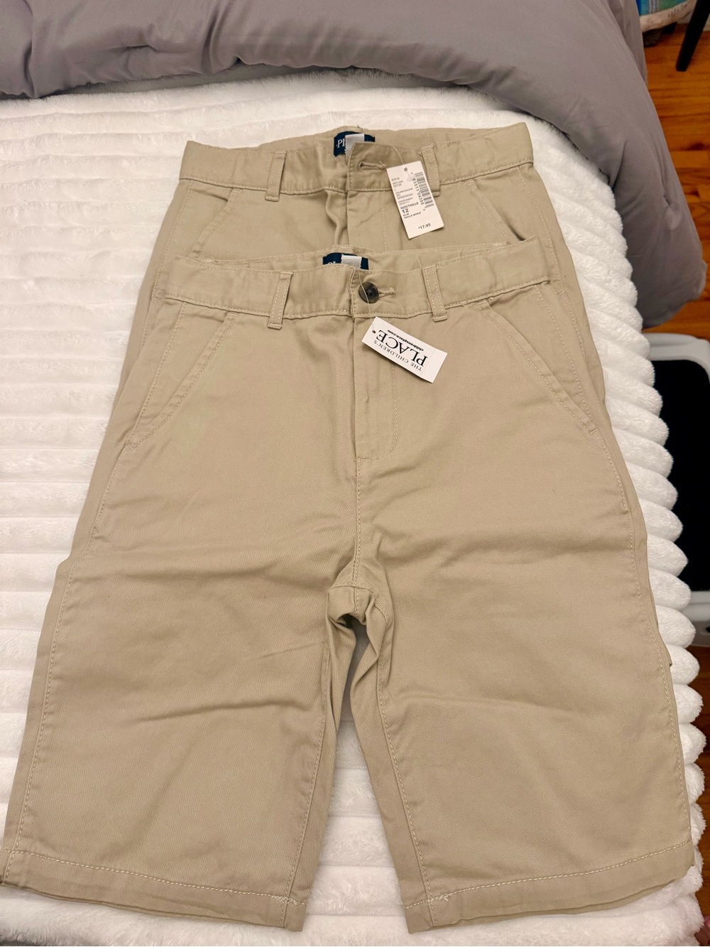(2) The Children’s Place Tan Khaki Boys' Chino Shorts 12 Slim